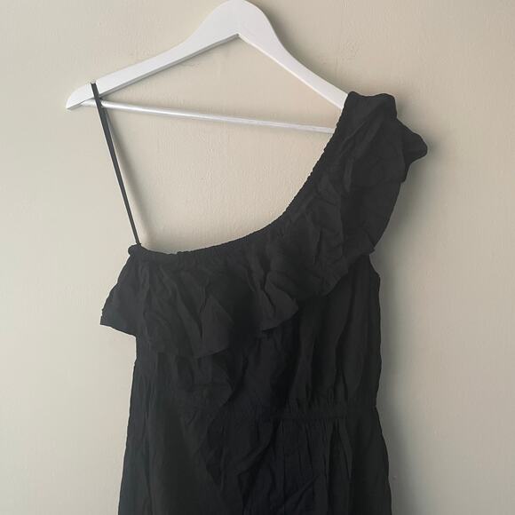 Old Navy 100% Rayon One Shoulder Frill Sleeve Elastic Waist Dress - M Tall - Picture 6 of 9